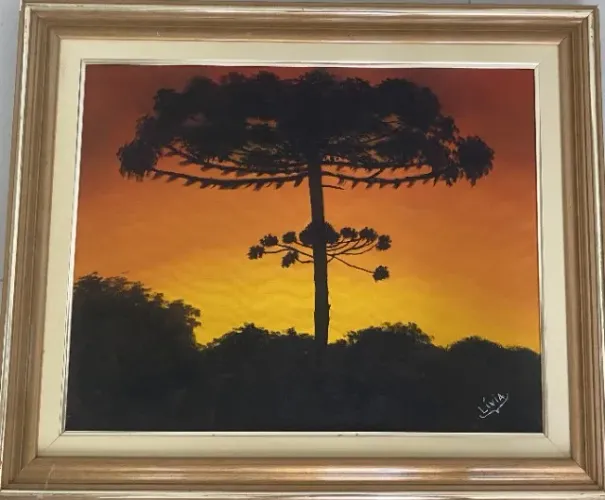 QUADRO PINTADO A MÃO - A ARAUCÁRIA