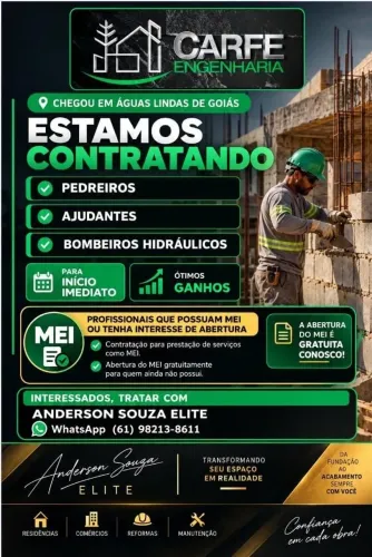 Contrato ajudante com experiência início imediato