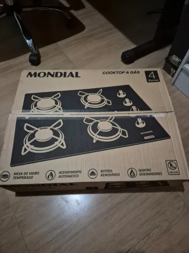 Cooktop 4 Bocas a Gás GLP - Mondial - Mesa de Vidro Preto Acendimento Automático - CTG-01 
