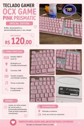 Teclado Gamer Rosa