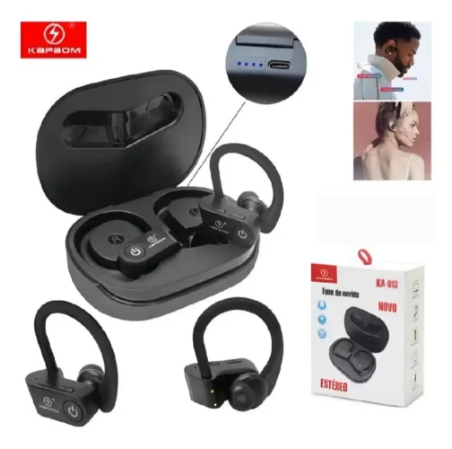 Fone de Ouvido Bluetooth Kapbom KA-790 Sem fio Com gancho esportivo