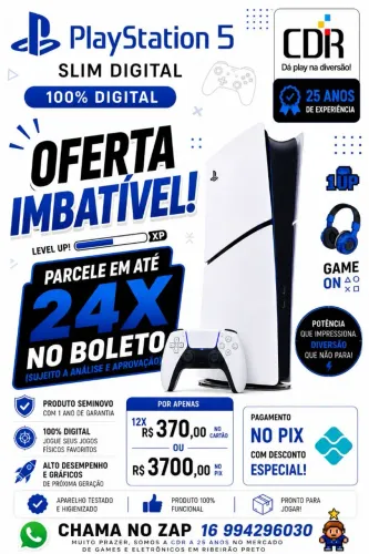 Playstation 5 Slim Digital com 5 jogos Seminovo com 1 ano de garantia FRETE GRÁTIS! 