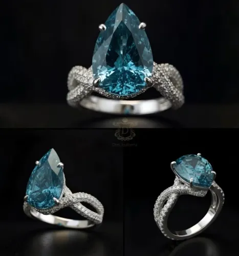 Solitário Fancy Blue Pear 1,02 CT