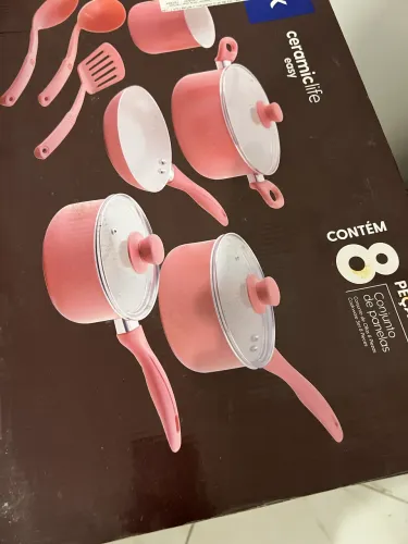 jogo de panelas ceramic life easy 8 peças