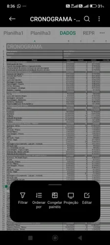 Planilha automatizada Cronograma Físico/Gráfico de Gantt