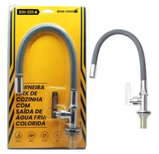 Torneira Cozinha Bomvink BOM-2009 Água Fria Colorida Cromada Gourmet Pia
