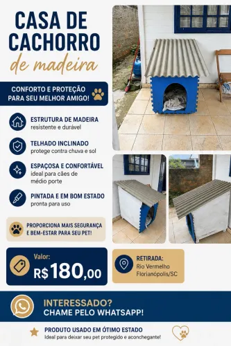 Casinha de Cachorro de Madeira com Telhado