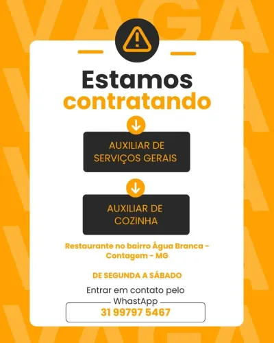 Vaga de Emprego - Restaurante no bairro Água Branca 