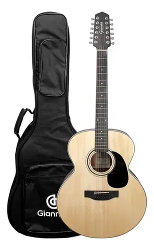 Violão 12 cordas Giannini J12 DLX EQ NS JB Tampo Maciço C/ Bag