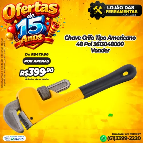 Chave Grifo Tipo Americano 48 Pol 3613048000 Vonder