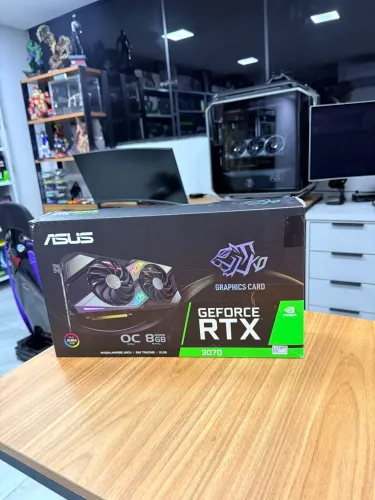 RTX 3070 ASUS K.O 8GB na caixa