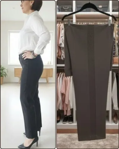 Calça Feminina Social Preta Alfaiataria Com Renda Lateral