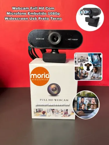 Webcam Full HD 1080p com Microfone Embutido Rotação 360° Ajuste Livre para PC Notebook 