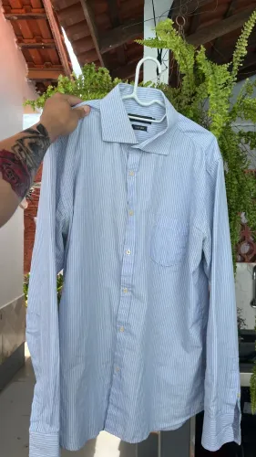 CAMISA SOCIAL AZUL CLARA LISTRADA