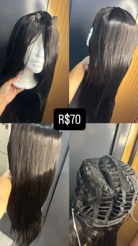 Peruca preta 70 cm
