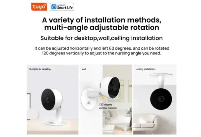 Câmera Wi-Fi Tuya Smart 1080p 2MP áudio bidirecional com rastreamento de movime COD-AP205