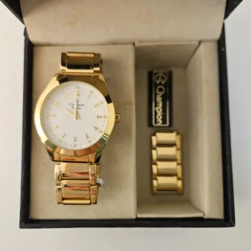 Relógio Champion Passion Dourado Pontos De Luz Aço 5 Atm