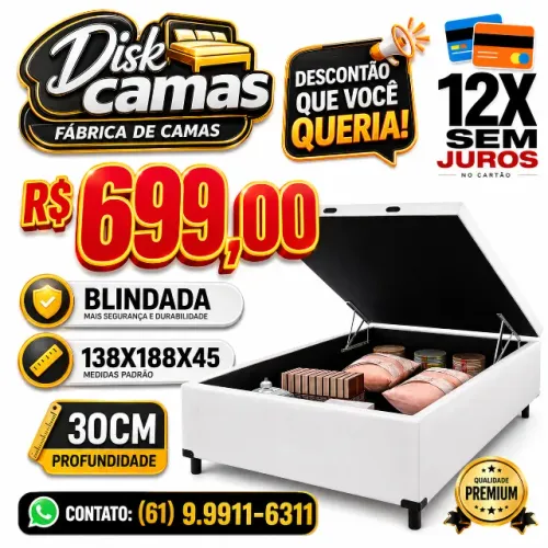 CAMA BAÚ CASAL COM SUPER DESCONTO! Direto de Fábrica!!!