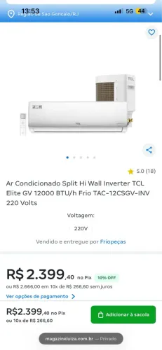 Ar condicionado novo 12 mil BTUS