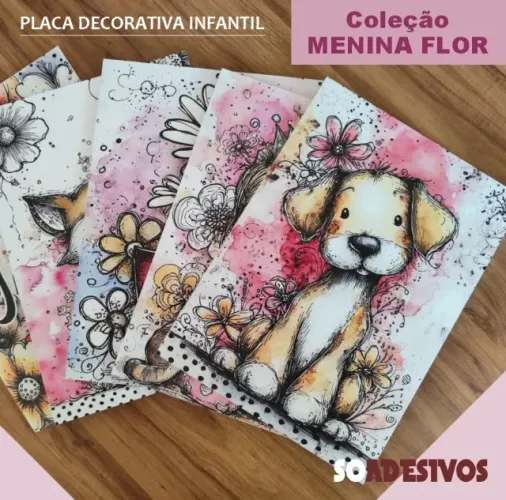 kIT 3 QUADROS / PLACAS DECORATIVAS - MENINA