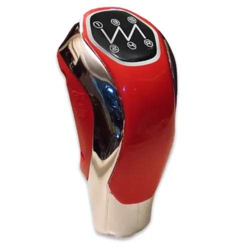Bola para Alavanca de Câmbio Esportiva 5 Marchas Vermelho Cromado(Ac Cartão)