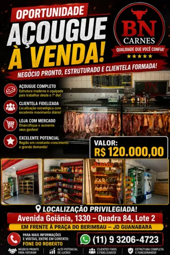 Açougue Completo à Venda - Ótimo Ponto - Jd. Guanabara