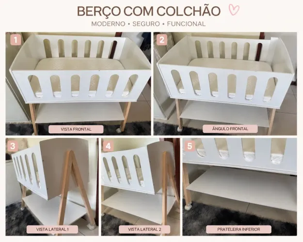 Berço Sissi e Colchão com capa impermeável 