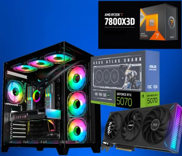 [NOVO] PC RYZEN 7 7800X3D + RTX 5070 12GB ASUS + 32GB DDR5 + WATER 360 - COM NF GARANTIA