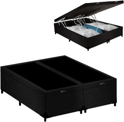 Cama box baú casal Bipartido veludo preto / entrega rápida