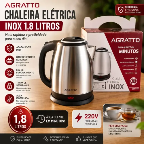 Chaleira elétrica inox novo na caixa