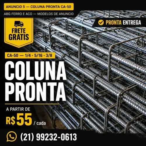 Coluna Pronta CA-50 1/4 5/16 3/8 | Entrega Todo RJ | Frete Grátis