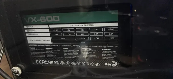 Fonte gamer Aerocool, 600w, Vx-600, bivolt