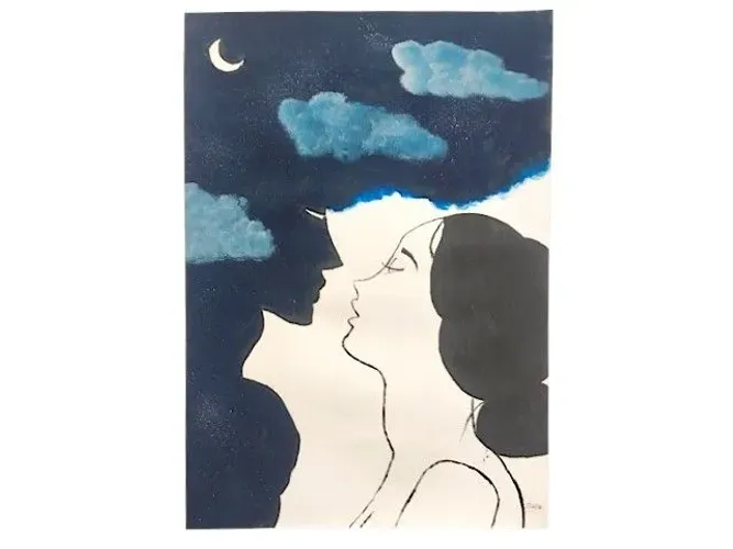 Pintura "Insônia" acrílico feito a mão, 42cmX60cm