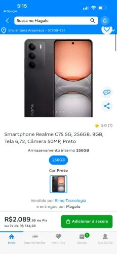 Celular C75 na caixa novo 256