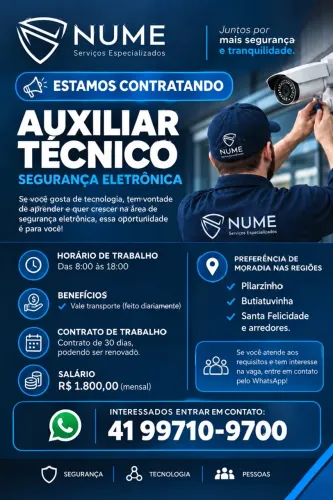 Auxiliar técnico em segurança eletrônica