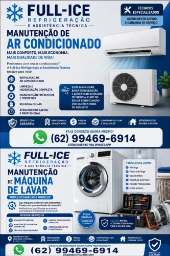 Manutenção e limpezas de máquinas de lavar e ar condicionado 