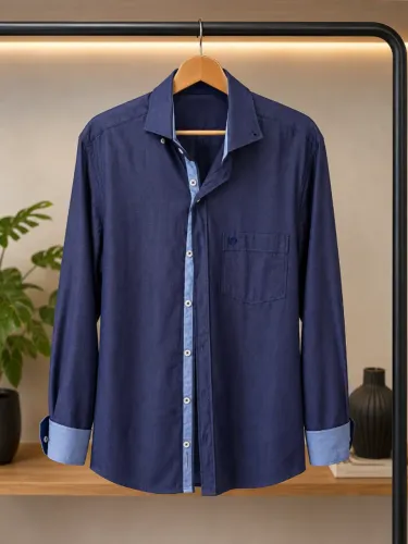 Camisa Social Masculina Positivo Man Azul Marinho