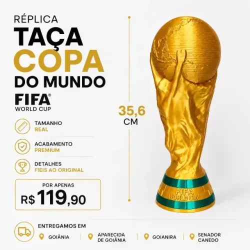Taça da Copa do Mundo FIFA Decoração Casa Tamanho Real Camisa Seleção Brasileira