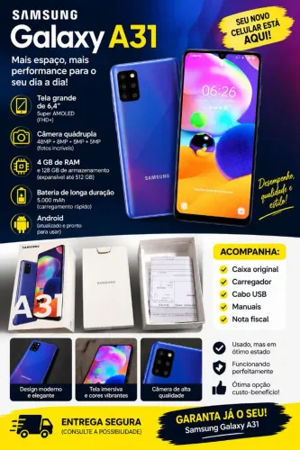Celular A31 128 giga, com nota fiscal e caixa