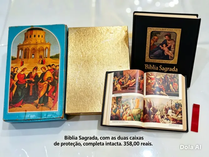 BIBLIA SAGRADA COM AS DUAS CAIXAS DE PROTEÇÃO, ESTA INTACTA. VALOR: 358,00 REAIS!