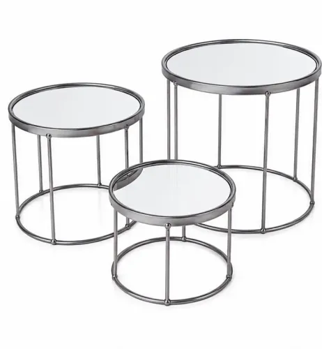 Kit NOVO com 3 bandejas de doces em prata com base espelhada