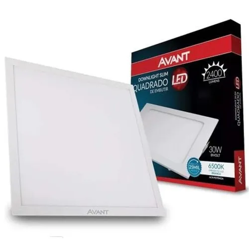 Plafon Led Quadrado Embutir 30w 40x40 Branco Frio Avant