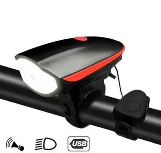 Farol Bike Bicicleta Led Buzina Recarregável Usb 250 Lumens z892