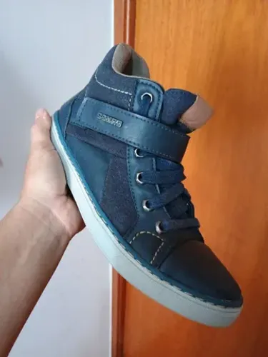 Tênis de couro legítimo azul marinho tamanho 37