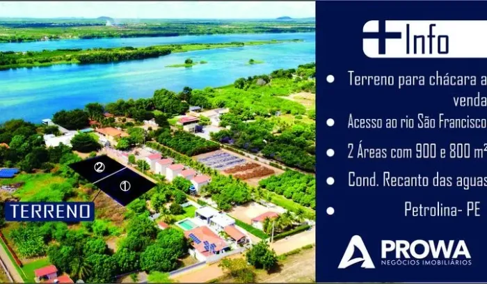 Lote para chácara com 800m² a venda no condomínio Recanto das Águas em Petrolina PE