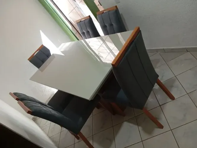 mosa de jantar 6 lugares 160x90 cadeiras em Veludo 