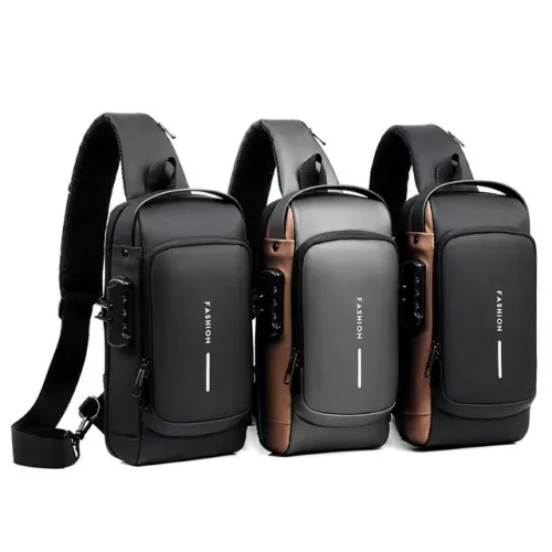 Mochila De Peito Masculina À Prova D'água Com Trava De Código/Pequena Esportiva