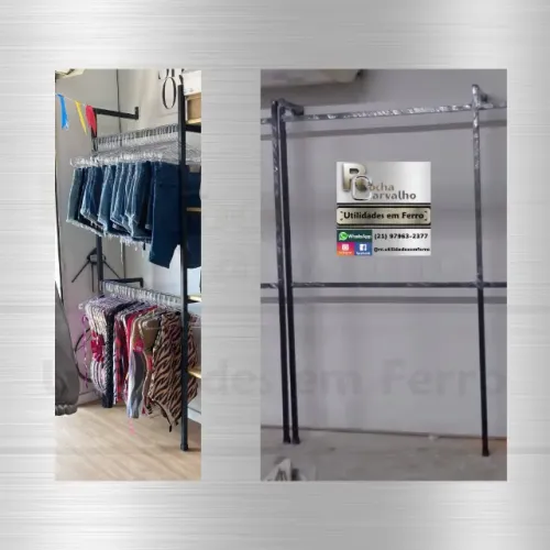 Arara de Parede Metalon Dupla. Ideal para Loja de Roupas. Sob Encomenda. Orçamos sob medid