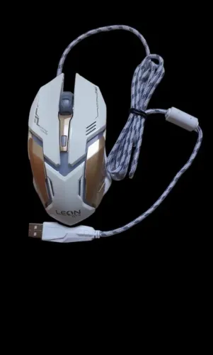 MOUSE GAMER BRANCO COM DOURADO