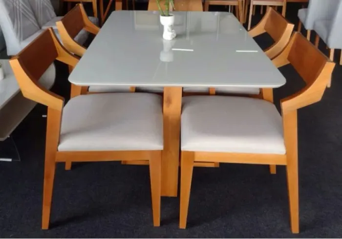 Mesa de jantar conqueste madeira maciça 4 cadeiras reforçada